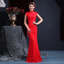 Load image into Gallery viewer, Chinese Lace Mermaid Wedding Cheongsam
