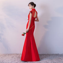 Load image into Gallery viewer, Sequin Red Mermaid Wedding Dress with Lace-Up Back
