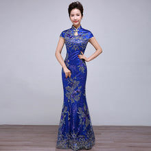 Load image into Gallery viewer, Lace Embroidered Sequin Mermaid Cheongsam Gown
