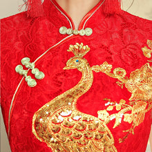 Load image into Gallery viewer, Red Lace Short Chinese Wedding Cheongsam Dress
